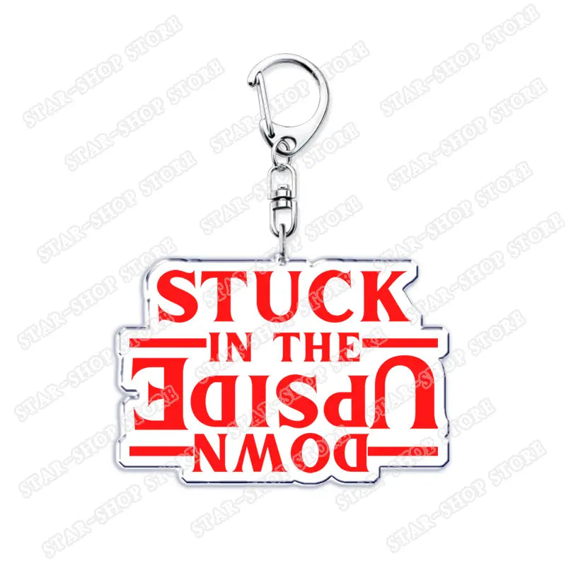 Hot TV Show Elements Keychain Accessories Bag Stuck in The Upside Down Will Byers Eleven Mike Jim Keyrings Jewelry Fans Gifts