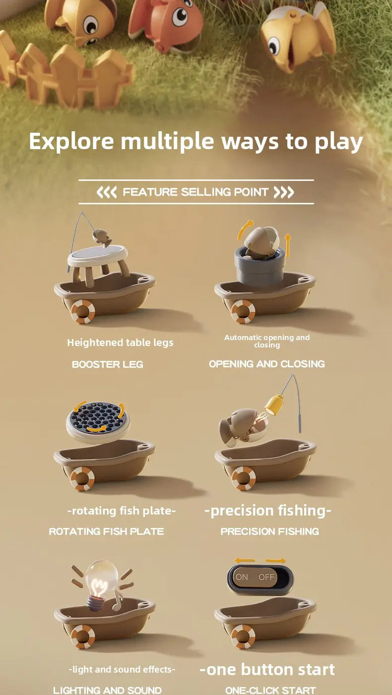 Kids Magnetic Fishing Play for Children Electric Fishing Toy Have Music Spinning Game Fish Rod Education Baby 3 Year Gifts