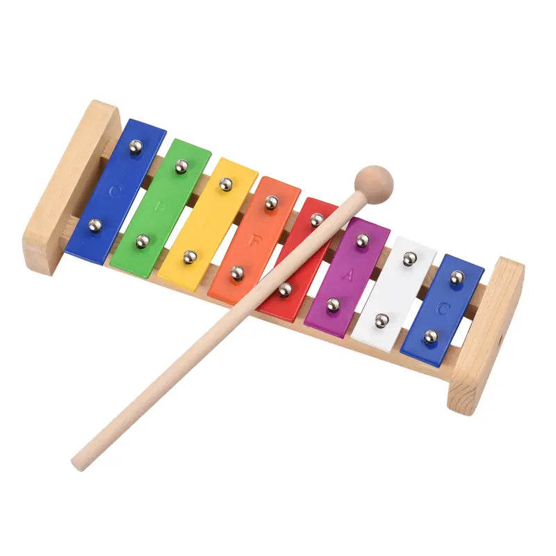 8 Keys Xylophone Compact Size Glockenspiel Colorful Aluminum Plate Piano with Wooden Mallets Percussion Musical Instrument Gift
