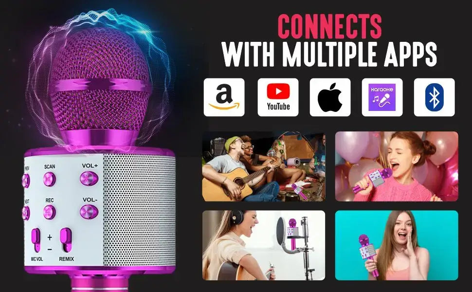 Karaoke Microphone for Kids & Adults Echo Effect Built-in Speaker Portable Karaoke Player for Party Travel Gifts
