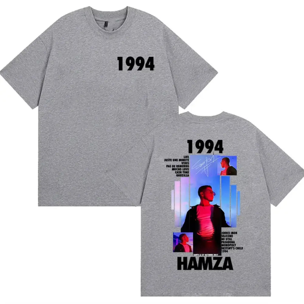 Rapper HAMZA 1994 Tour Album 2025 Graphic T Shirts Men Women Retro Fashion Cotton Short Sleeve T-shirt Hip Hop O-Neck Clothing