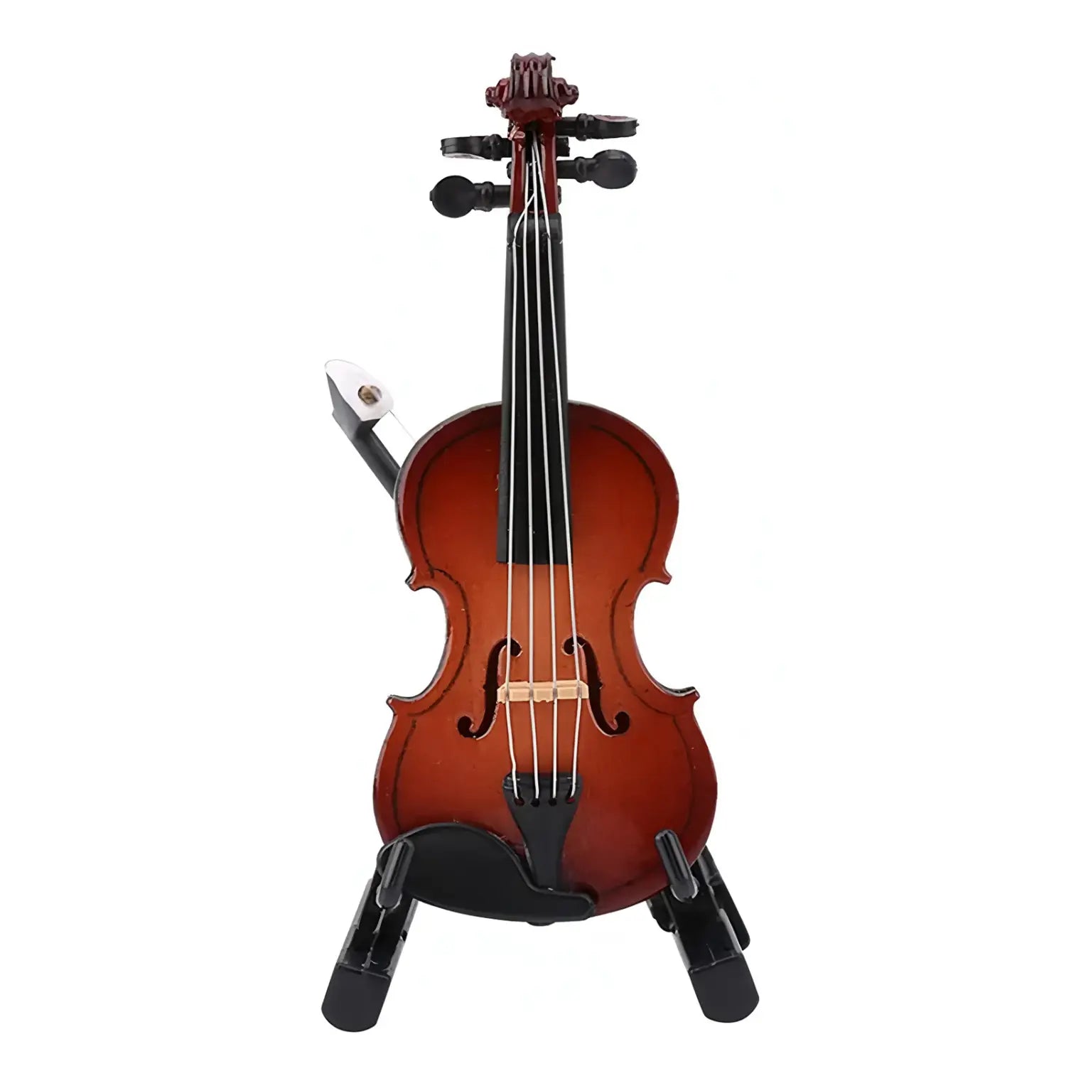 Mini Violin Model with Stand Basswood Wooden Musical Instrument Home Decor for Musicians Music Lovers Display Decoration