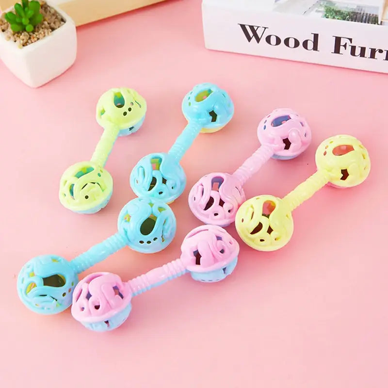 3Pcs Double-Headed Hand Rattle Children’s Party Toys To Appease The Baby Small Toy Rattle Toy Baby Shower Hand Holding Bell Gift
