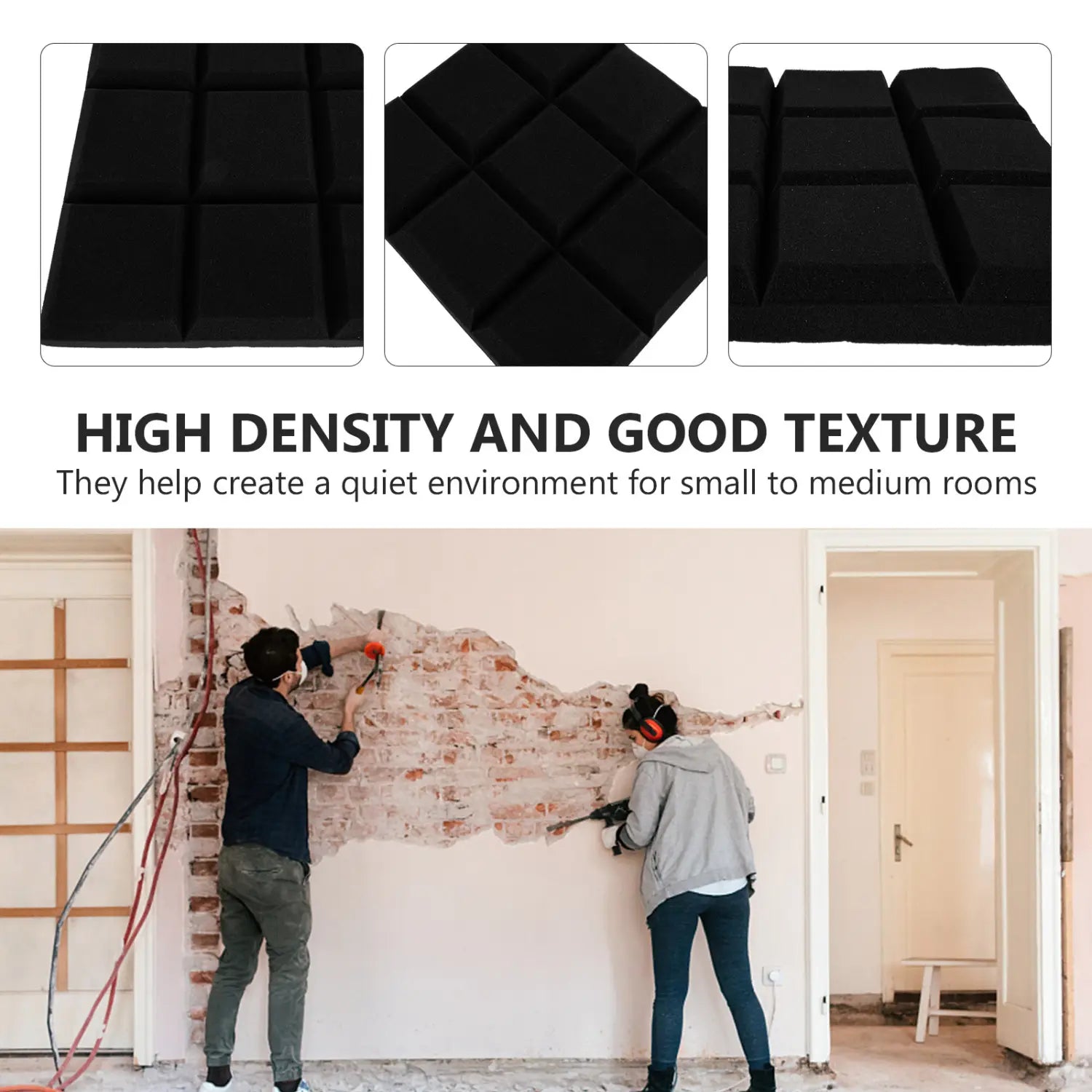 4Pcs High-Density Sound Absorbing Panel Thick Uniform Acoustic Panels for Recording Studio Ktv Gym School Noise Reduction