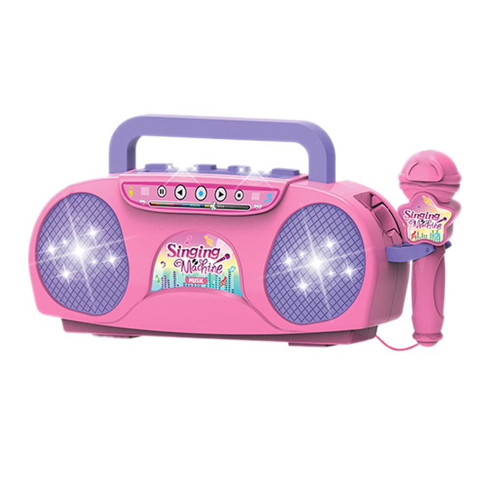 Kids Karaoke Machine Microphone Music Instrument Toy with Light for Indoor & Outdoor Travel Educational Gift for Girls & Boys