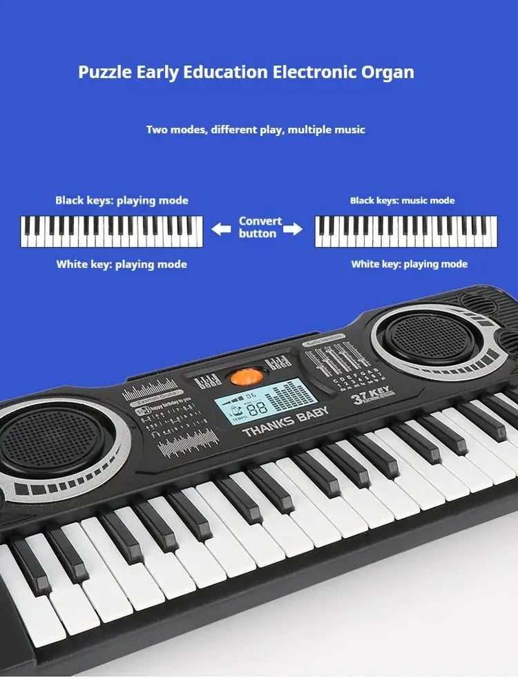 Children’s Electronic Keyboard Piano 37/61 Keys with Microphone Beginner Musical Instrument Educational Toy Gift for Kids