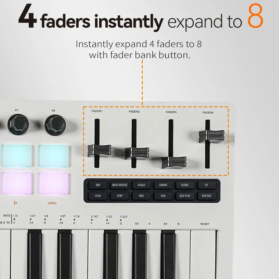 M-VAVE SMK-37 Pro MIDI Keyboard 16 Drum Pads Sound Source 37 Key RGB Keyboard Supports Wireless Connection to Multiple Systems