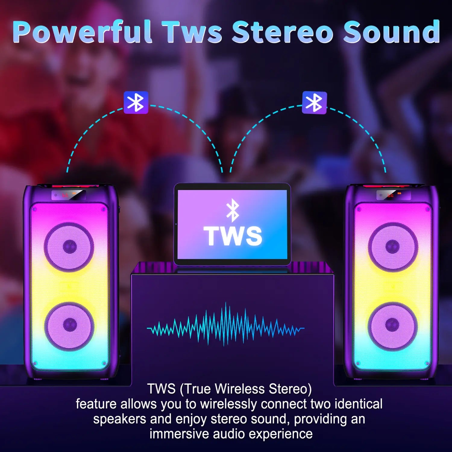 T10-TKaraoke Machine with2Wireless Microphones,Portable Bluetooth Speaker for Adults& Kids,Big Party PA System with Disco Lights