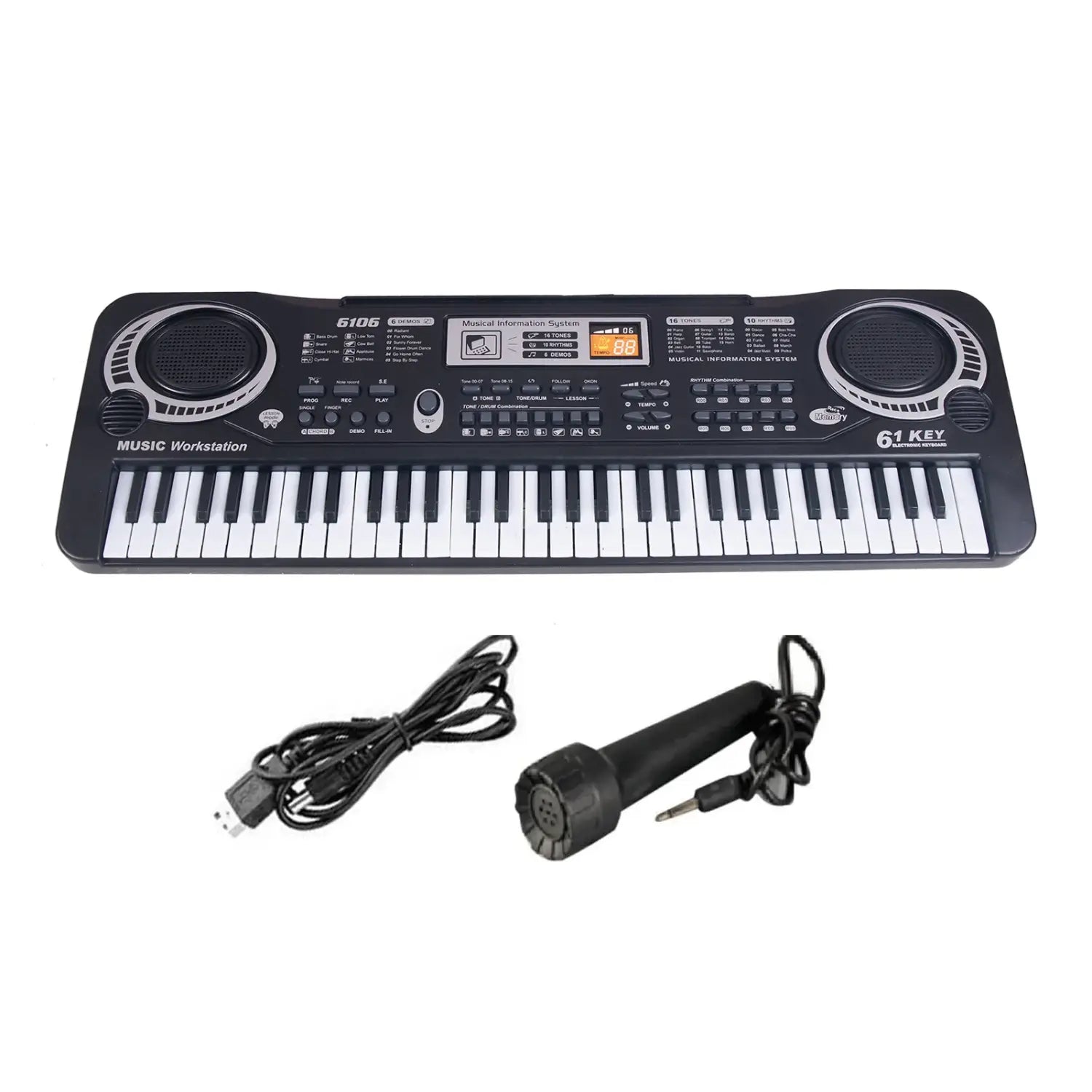 Black Electronic Keyboard 61 Keys Black Digital Music Electronic Keyboard Electric Piano Kids Musical Instrument