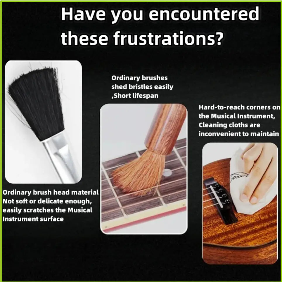 1PCS Double-Headed Guitar Cleaning Brush - Dust Brush for Guitar Care String & Fretboard Musical Instrument Care Tool
