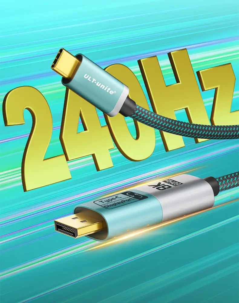 8K DP to Type C Cable Bidirectional USB C to Displayport 1.4 for iPhone 15 Macbook Pro iPad iMac Compatible Thunderbolt 3/4