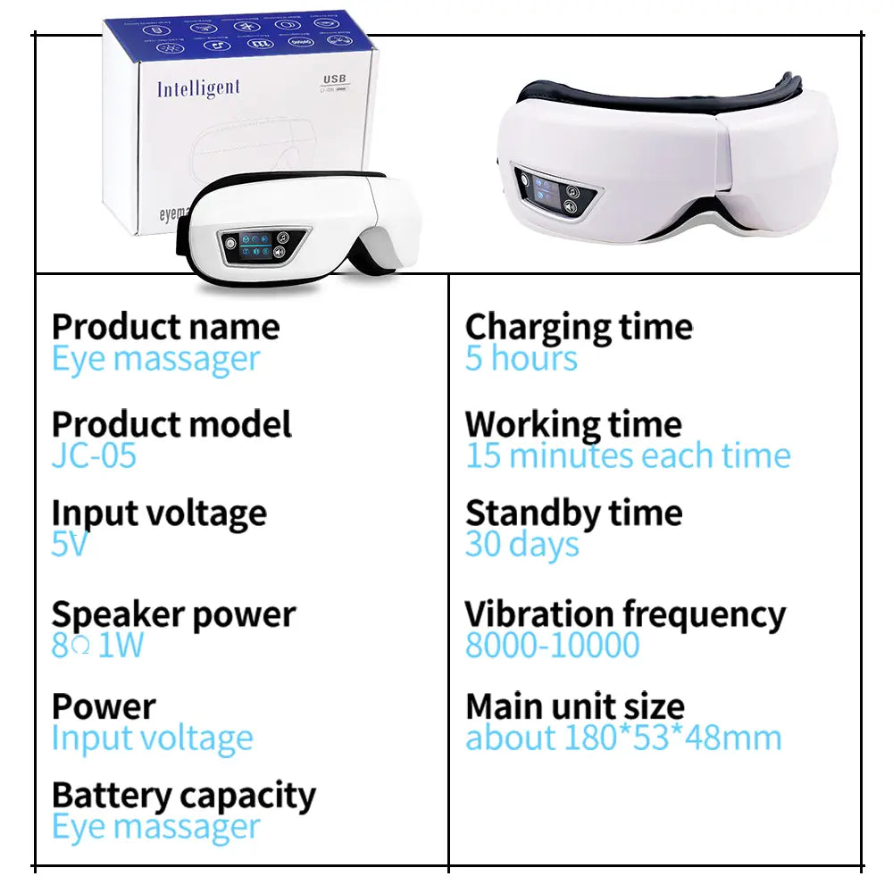 Eye Massager Smart Foldable Vibration Airbag Compress Eye Massage Instrument Bluetooth Music Eye Care Glasses Eye Relax Fatigue