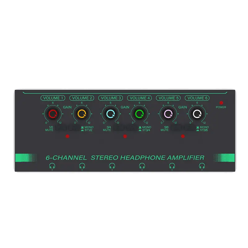 Excellent-1 PCS 6 Channels Stereo Headphone Amplifier Mini Portable Low-Noise Audio Mixer For Recording Studio,Green
