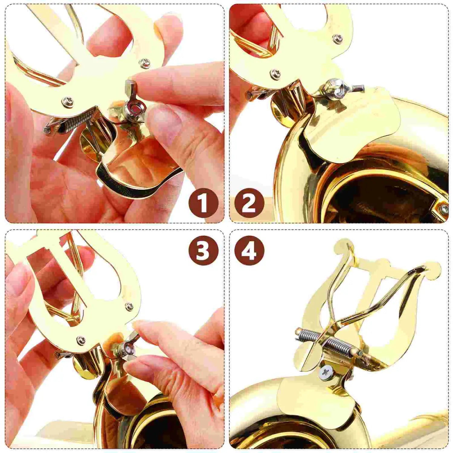 Golden Trombone Marching Music Holder Musical Instruments Lyre Stand Folder For Band Clip-on Alloy Clarinet Metal