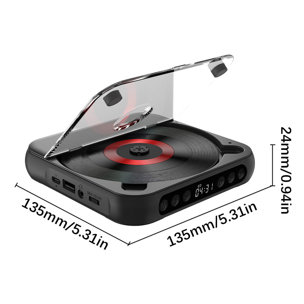 KC-918 CD Player Portable BT Music Player CD Runner Dustproof Cover 6 Modes A-B Repeat Timer Remote Control External Playback