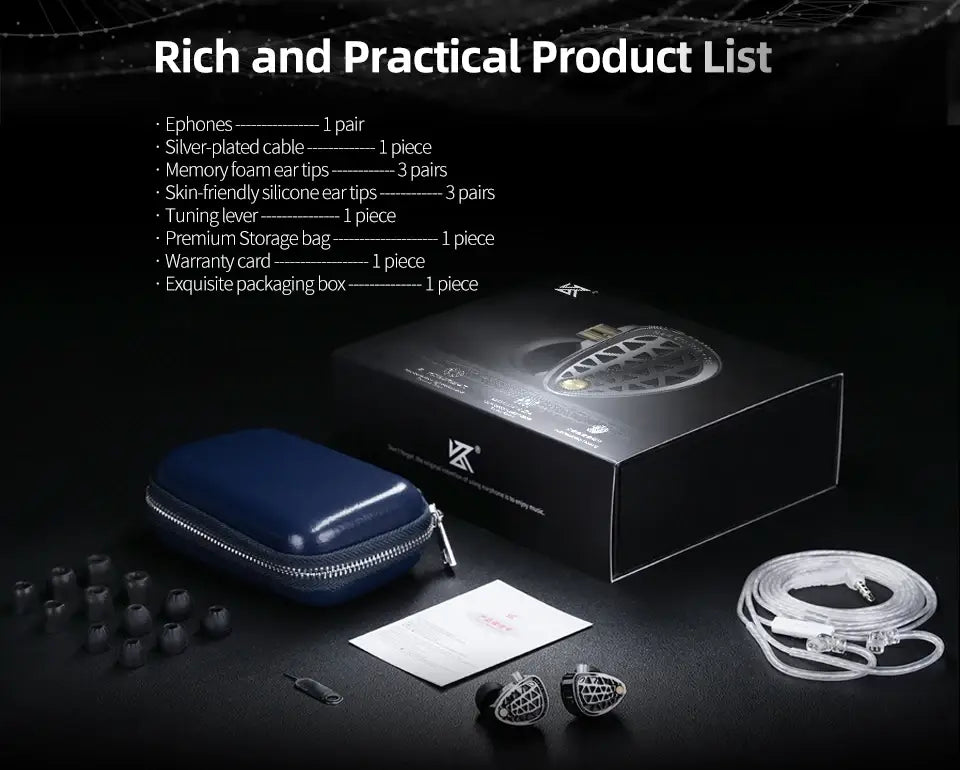 KZ Zenith Earphones Dynamic Driver Unite Headests Hifi Music Earbuds DJ Monitoring with Adjustable Tuning IEM Detachable Cable