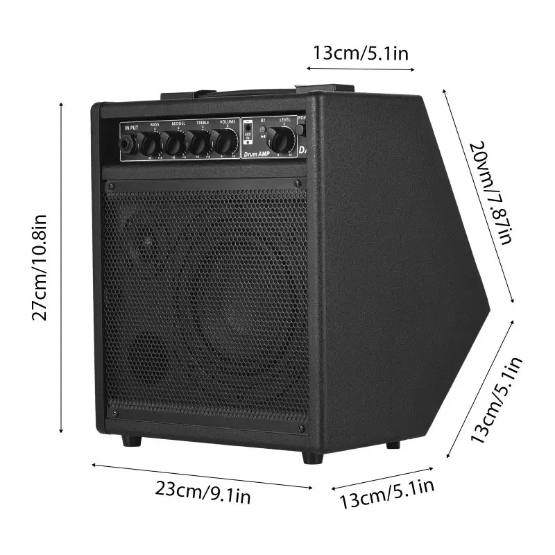 Electronic Drum Speaker 25W Portable BT Practice Drum Amplifier Speaker for Electric Drums Keyboard Wooden Guitars Home Practice