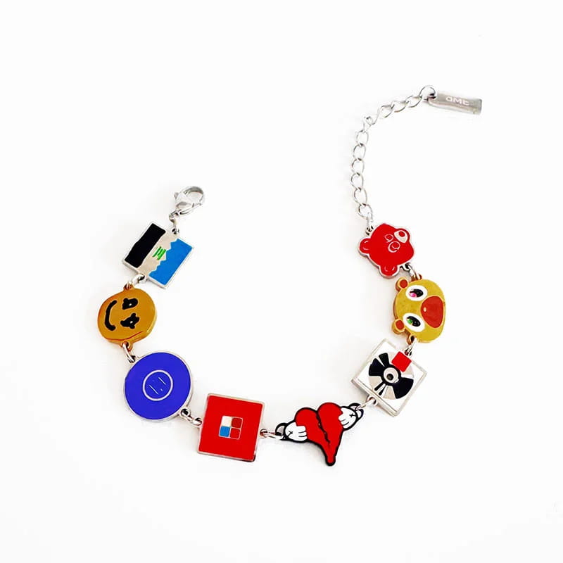 Art Album Bracelets Kawaii Kanyeing Dropouted Bear Vintage Hip Hop Metal Cuff Bangles Jewelrys Men Women Fashion Trendy Chains