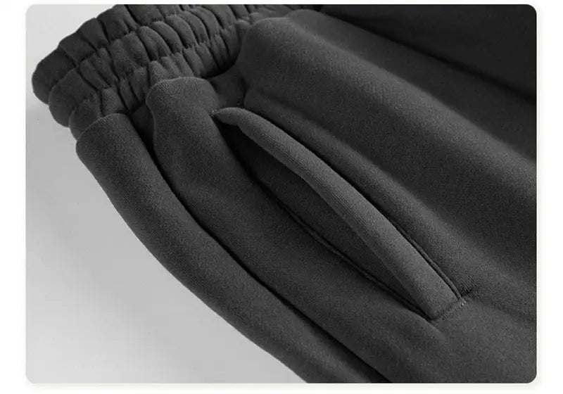 ZODF Trendy Men 345gsm Fleece Sweatpant Unisex Solid Color Loose Retro Hip Hop Winter Joggers Pants Brand Clothes HY0005