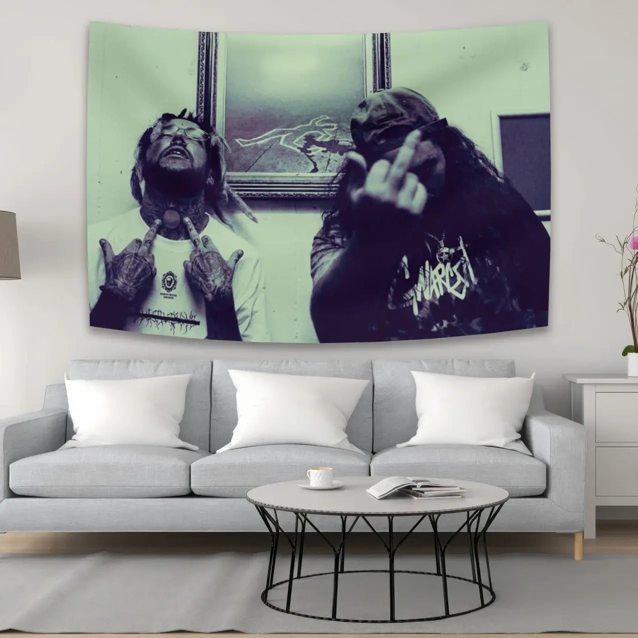 Hip-Hop Rapper Poster Tapestry Aesthetic Dark Style Home Decor Art Wall Hanging Tapestry Room Background Decorative Fans Gift