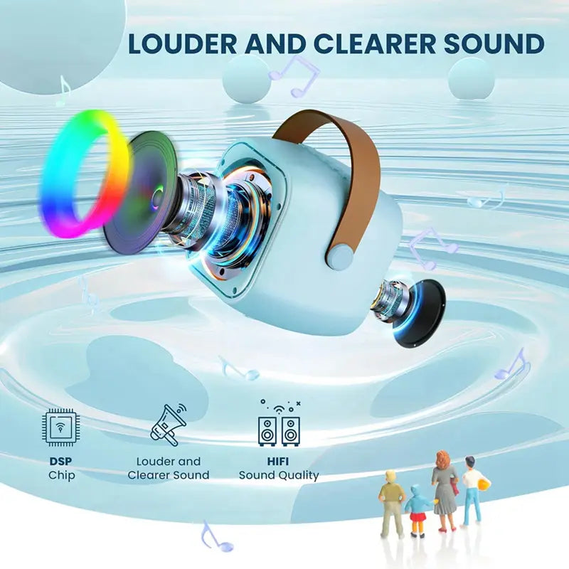 A99E-Karaoke Machine Portable Bluetooth Speaker With 2 Wireless Microphones Karaoke Toys Gift Toys (Blue)