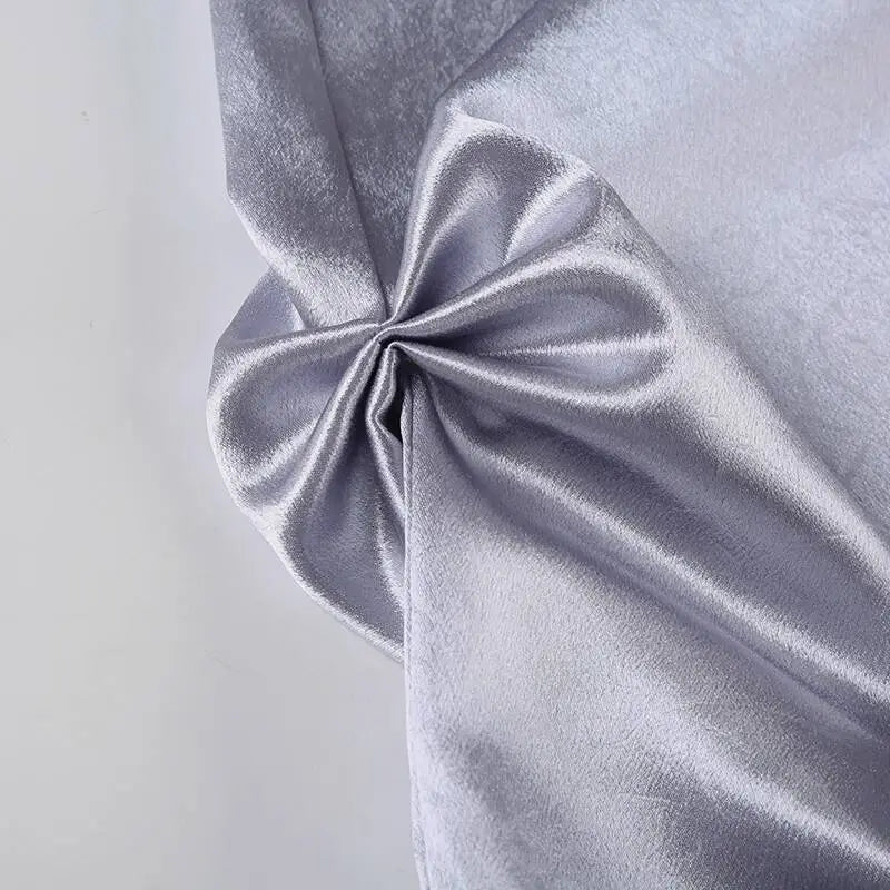 Hip Hop Women High Waist Wide Leg Pants Street Silver Dark Style Satin Pleated Casual Loose Slimming Dance Pants