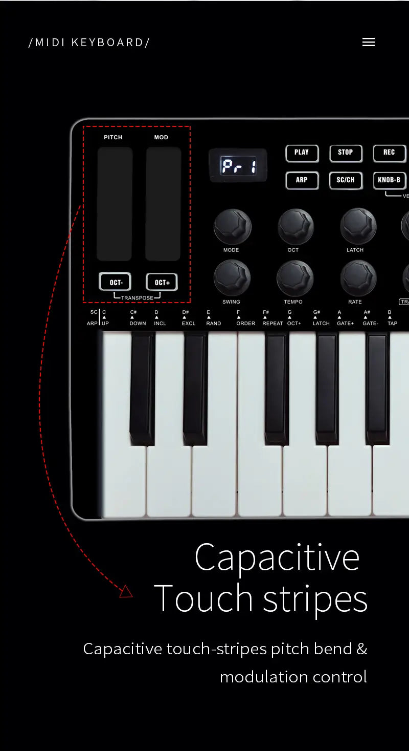 M-VAVE MIDI Pad Controller Keyboard USB 25 Key Mini RGB Drum Pads 8 Knobs and Music Production Software Assignable Knobs