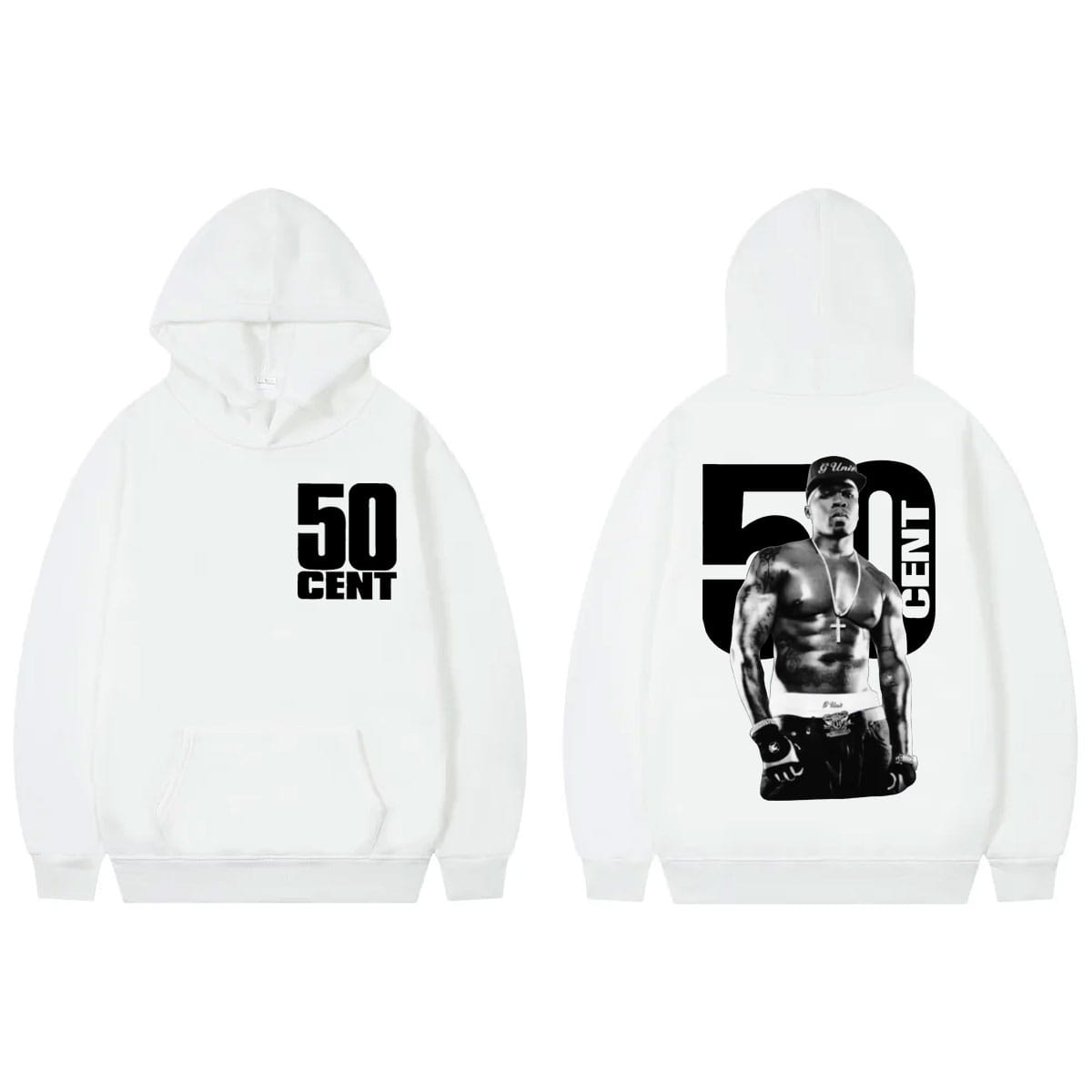 Rapper 50 Cent Double Sided Print Hoodie Men Women Hip Hop Vintage Hooded Sweatshirts High Quality Fashion Oversized Pullovers