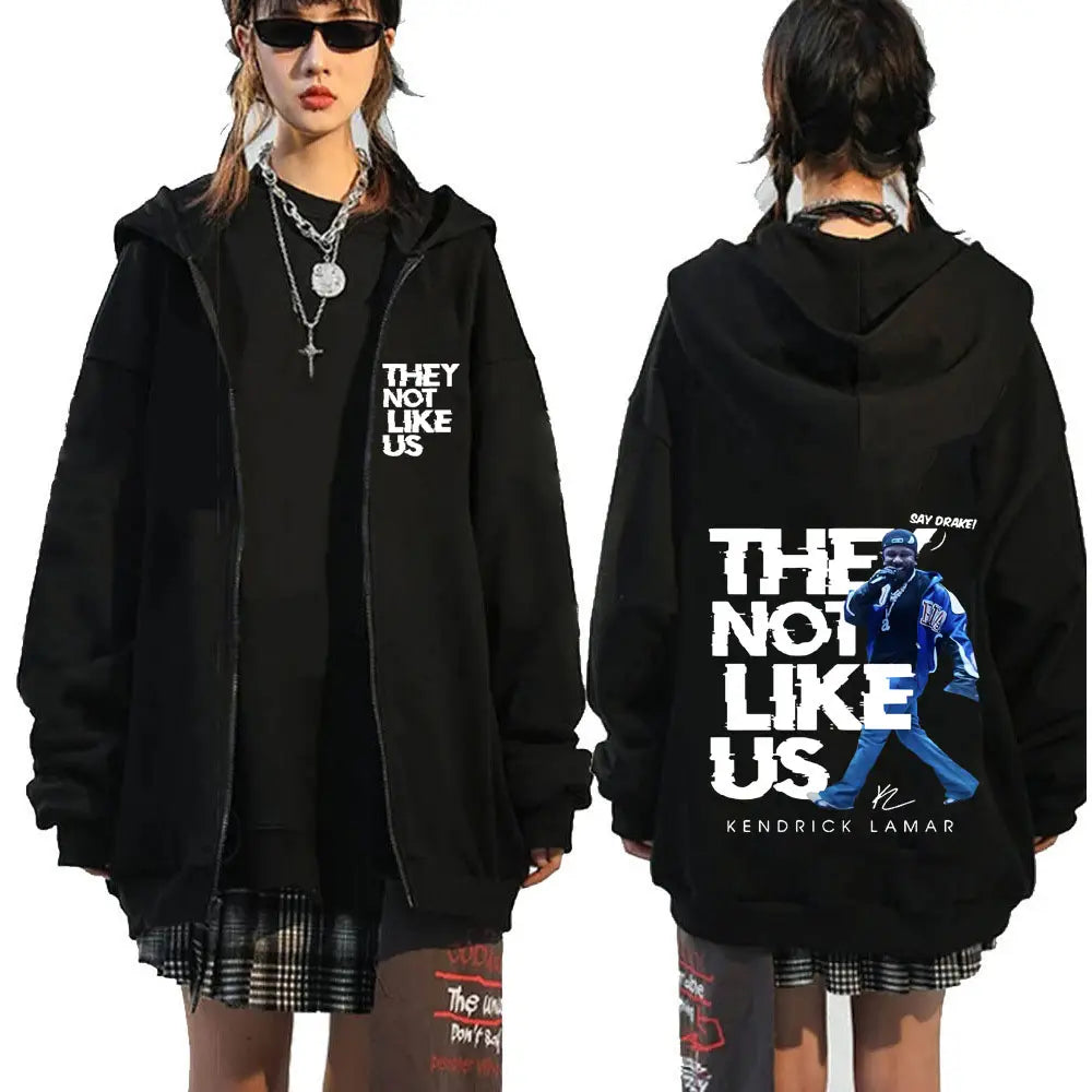 Kendrick Lamar Say Drake They Not Like Us Zipper Hoodies Men Women Clothing Hip Hop Zip Up Hooded Sweatshirts Hoodie Jacket Coat