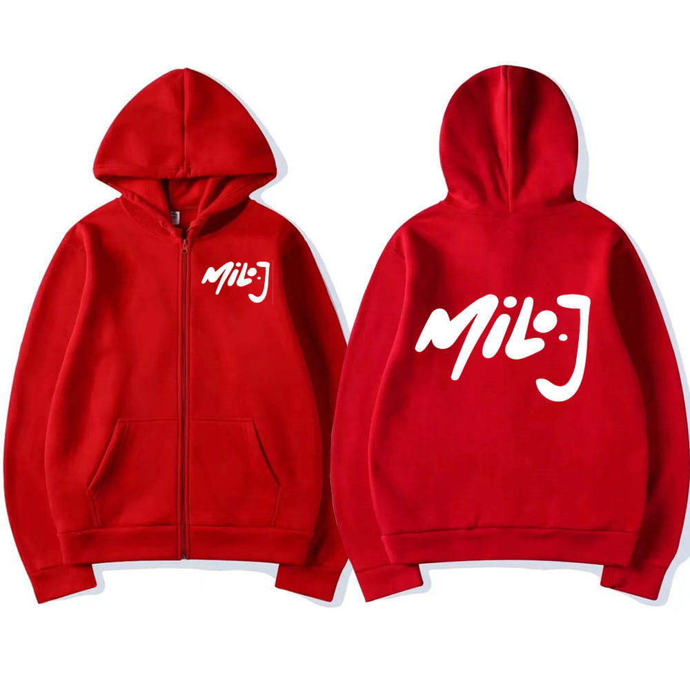 Rapper Milo J Logo Merch Zipper Hoodies Men’s Women Fashion Hip Hop Zip Up Hooded Sweatshirts Casual Oversized Jackets Pullovers