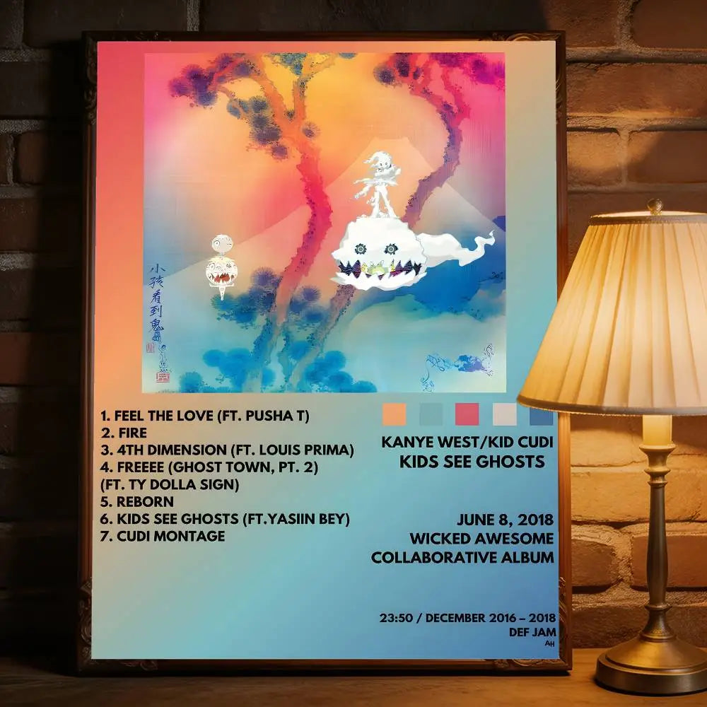 Rapper K-Kanye West Music Album Premium Self Adhesive Poster HD Print Removable Wall Decal For Home & Commercial Decor