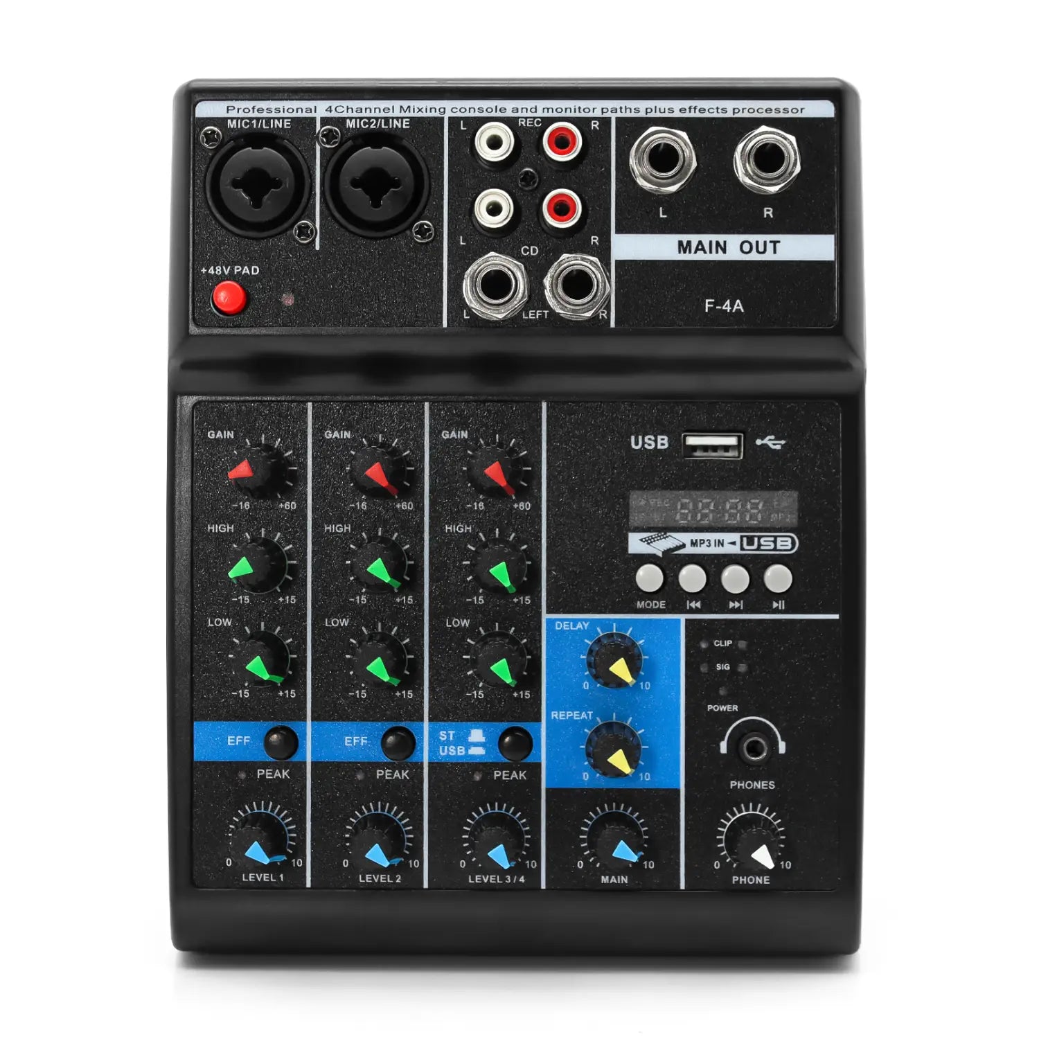 HD A4 A5 Sound Card Mixing Console Mixer Professional Audio 4 5 Channel Sound Mixer For Live Streaming DJ Audio Equipment