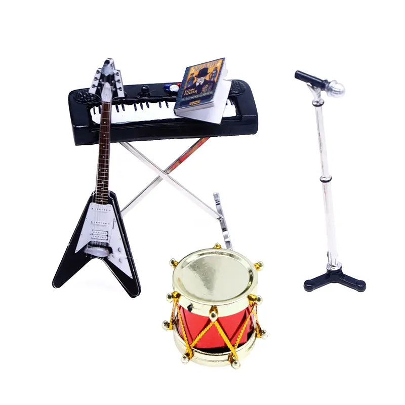 1:12 Dollhouse Miniature Electronic Keyboard Piano Musical Instrument Model Ornament Home Decor Toy Doll House Accessories