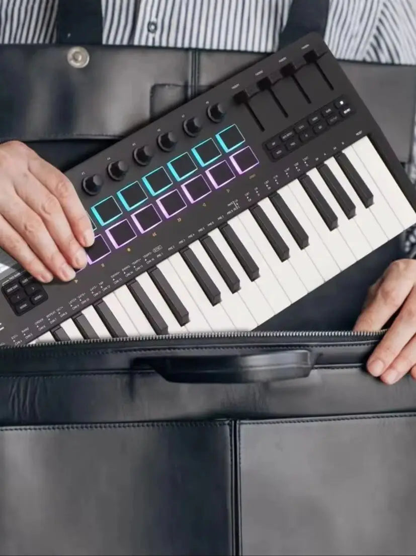 M-VAVE SMK-25 II MIDI Controller Keyboard/25 Semi-Weighted Keys/16 RGB Drum Pads Comes 25 Key/for Music Production and Software