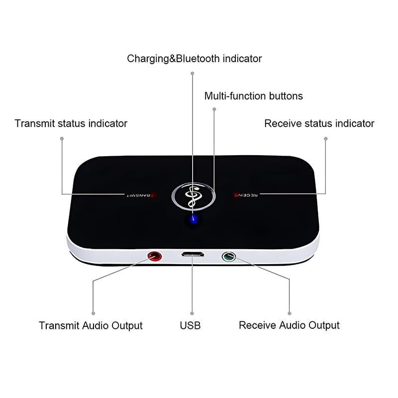 #New Bluetooth 5.3 Audio Transmitter Receiver RCA 3.5mm AUX Music Wireless Adapter 600mAh Battery For Car Computer TV Headset PC
