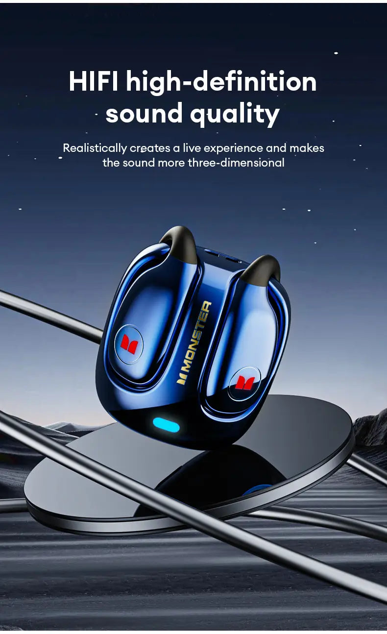 Choice Monster MQO22 New OWS Bluetooth 5.4 Headphones HIFI Sound Quality Stereo Music Gaming Headset Waterproof Sports Earbuds