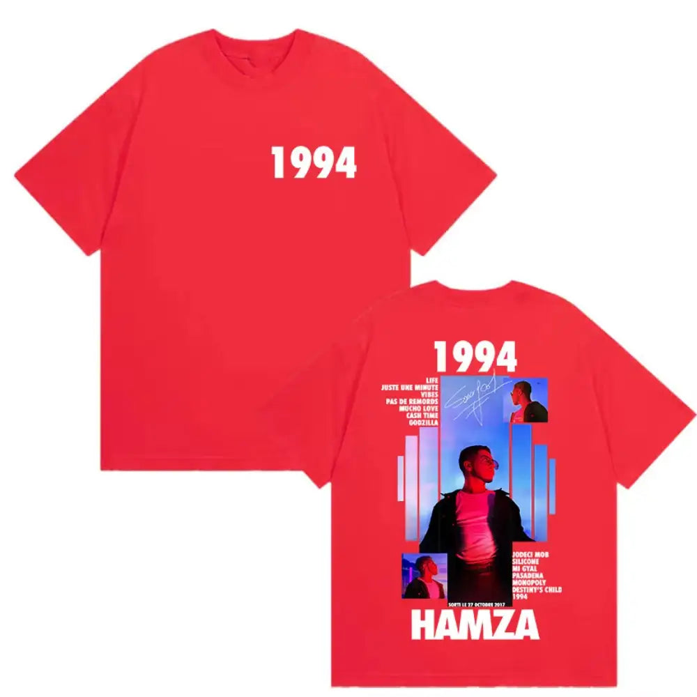 Rapper HAMZA 1994 Tour Album 2025 Graphic T Shirts Men Women Retro Fashion Cotton Short Sleeve T-shirt Hip Hop O-Neck Clothing