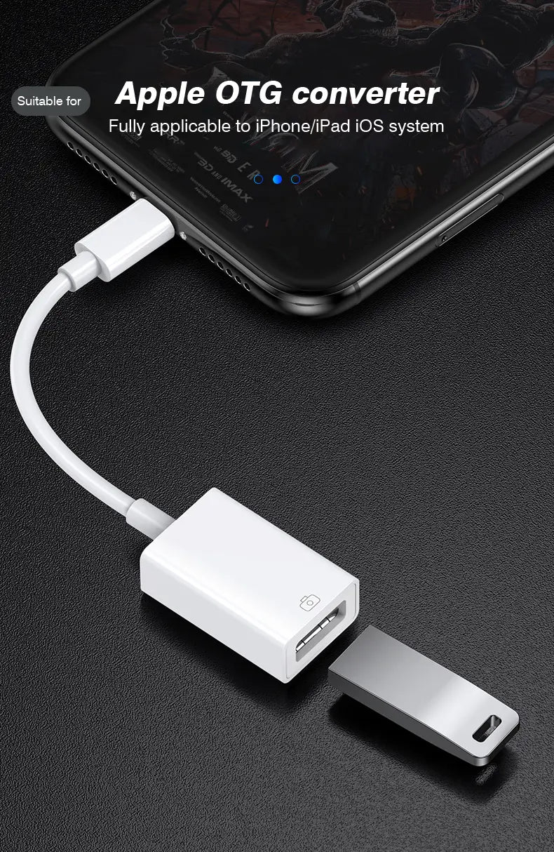 Byscoon USB 3.0 OTG Adapter Cable For iPhone 14 13 12 11 Pro Max Xs XR 7 8 Plus Lightning to USB Camera Adapter Cable Converter