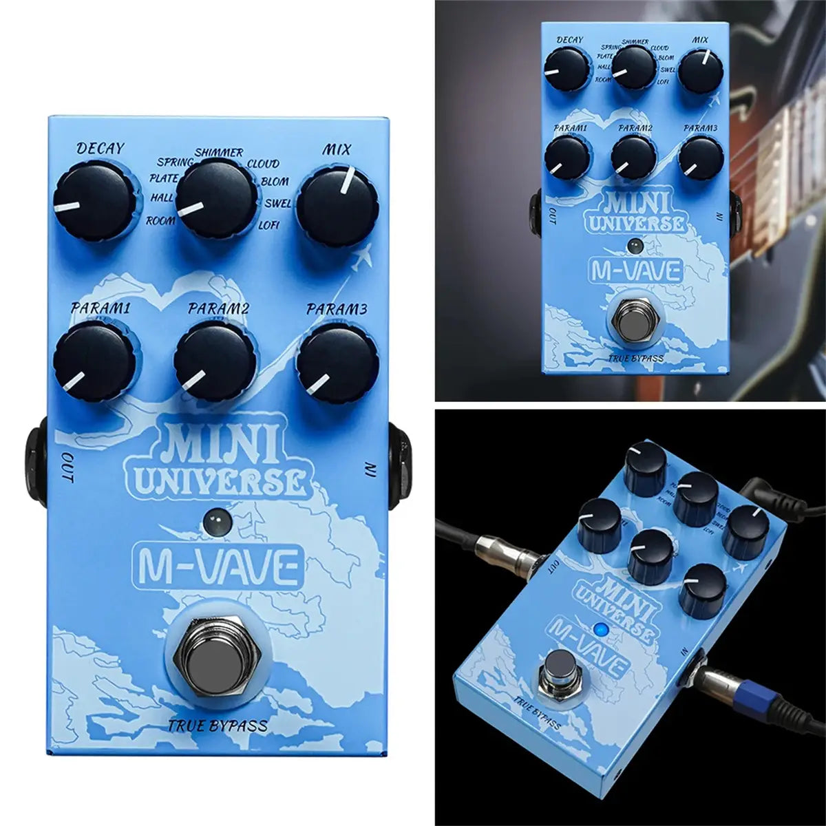 M-VAVE Guitar Effect Pedal Mini Universe Digital Reverb Pedal 9 Reverb Effects Room/Shimmer/Lofi/Spring Reveb Effect Pedals