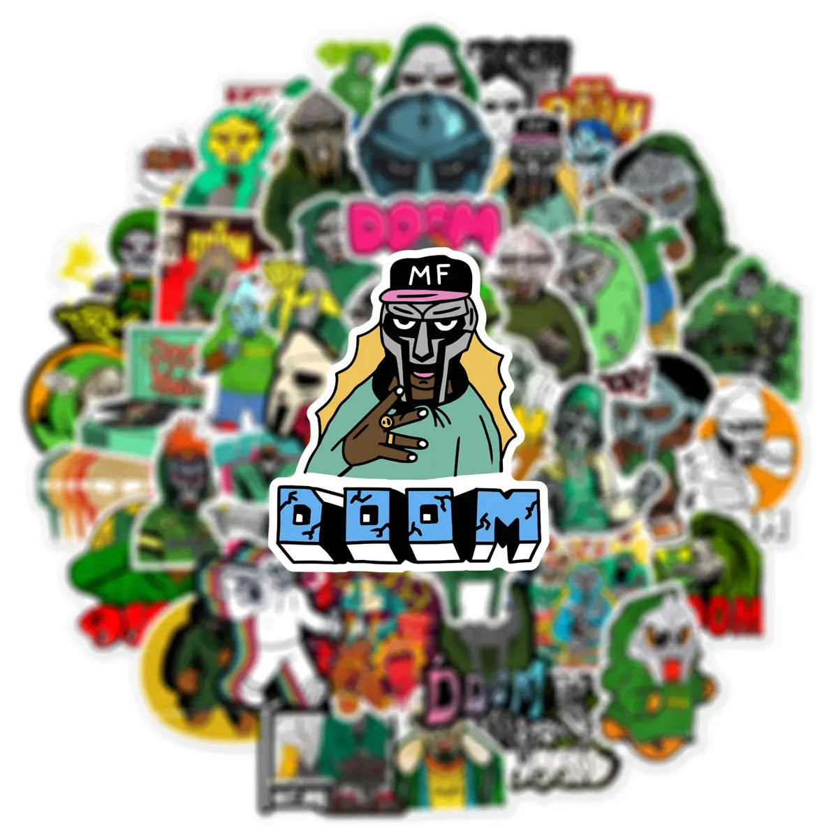 50Pcs Hip Hop Rapper Mf Doom Stickers Singer Graffiti DIY Skateboard Phone Luggage Laptop Guitar Decals