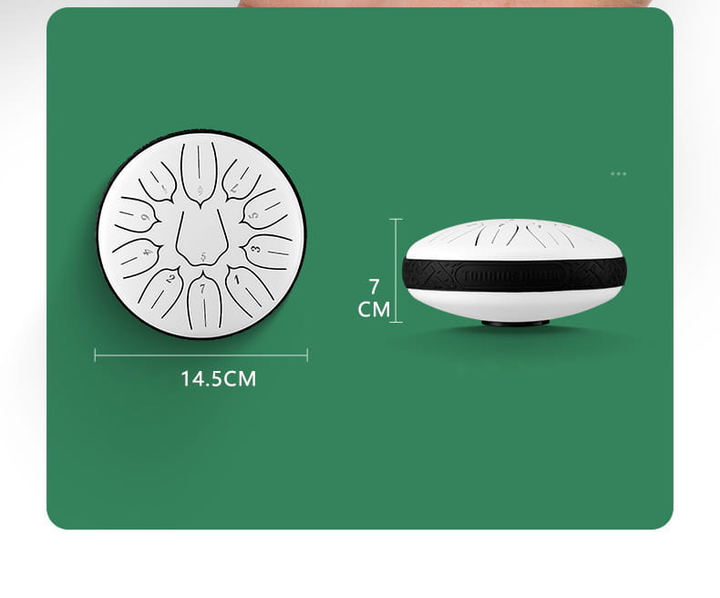 HLURU Glucophone Steel Tongue Drum 6 Inch 11 Notes D Tone Ethereal Drum Music Drum Yoga Meditation Percussion instrument