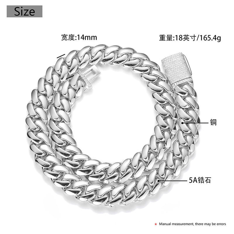 12-20mm wide Hip Hop Bling Iced Out Round Cuban Miami Link Chain Necklaces for Men Rapper Jewelry Gold Silver Color