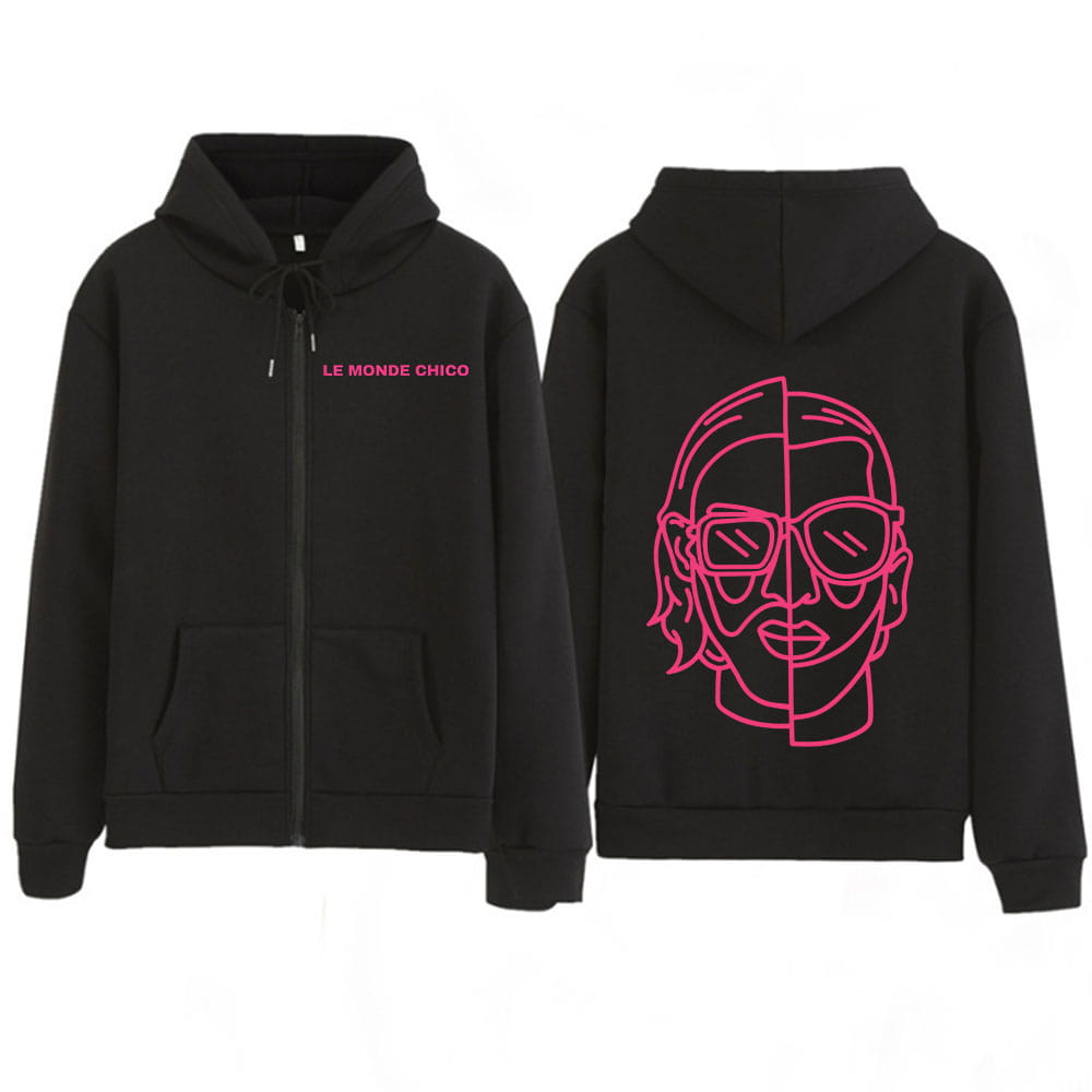 Le Monde Chico Zipper Hoodies French Rapper PNL Album Graphic Zip Up Hooded Sweatshirts Men Women Hip Hop Long Sleeve Pullovers