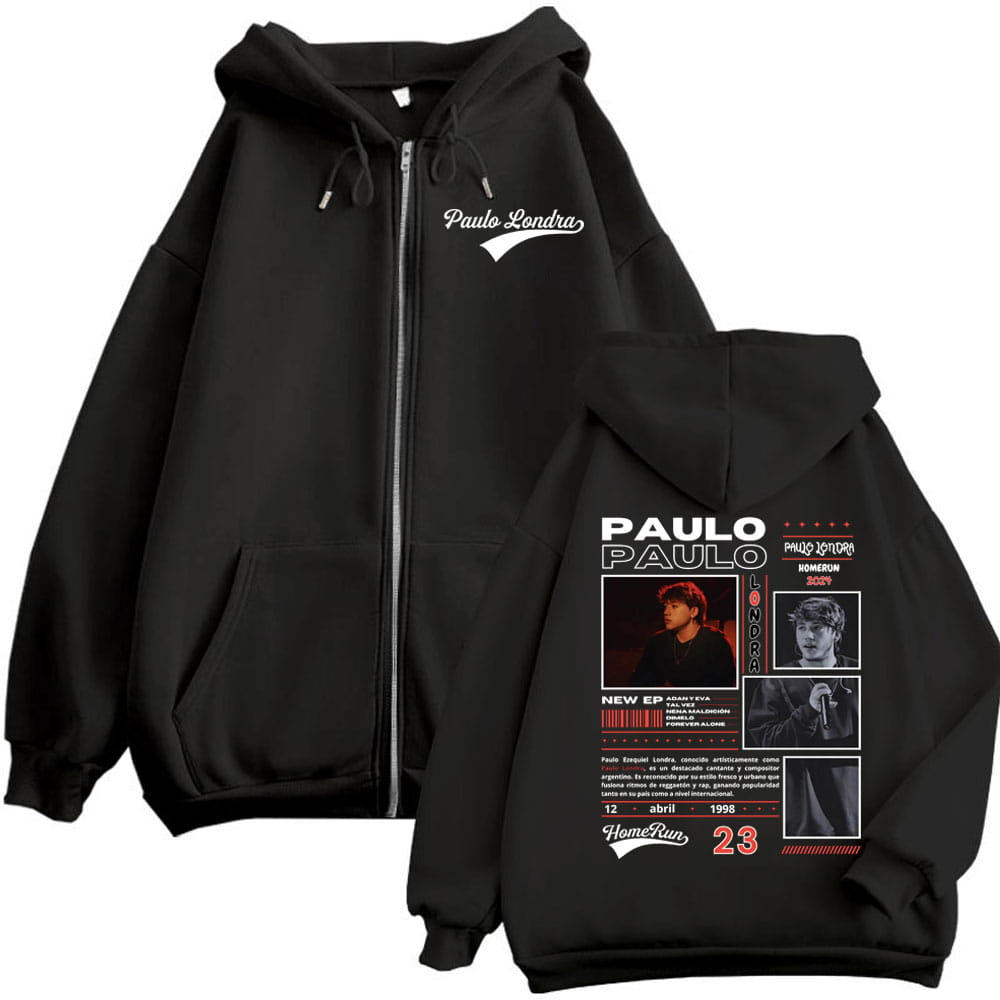 Rapper Paulo Londra Homerun Album Merch Hoodie Harajuku Hip Hop Pop Music Zip Up Sweatshirt Men Women Vintage Fashion Pullovers
