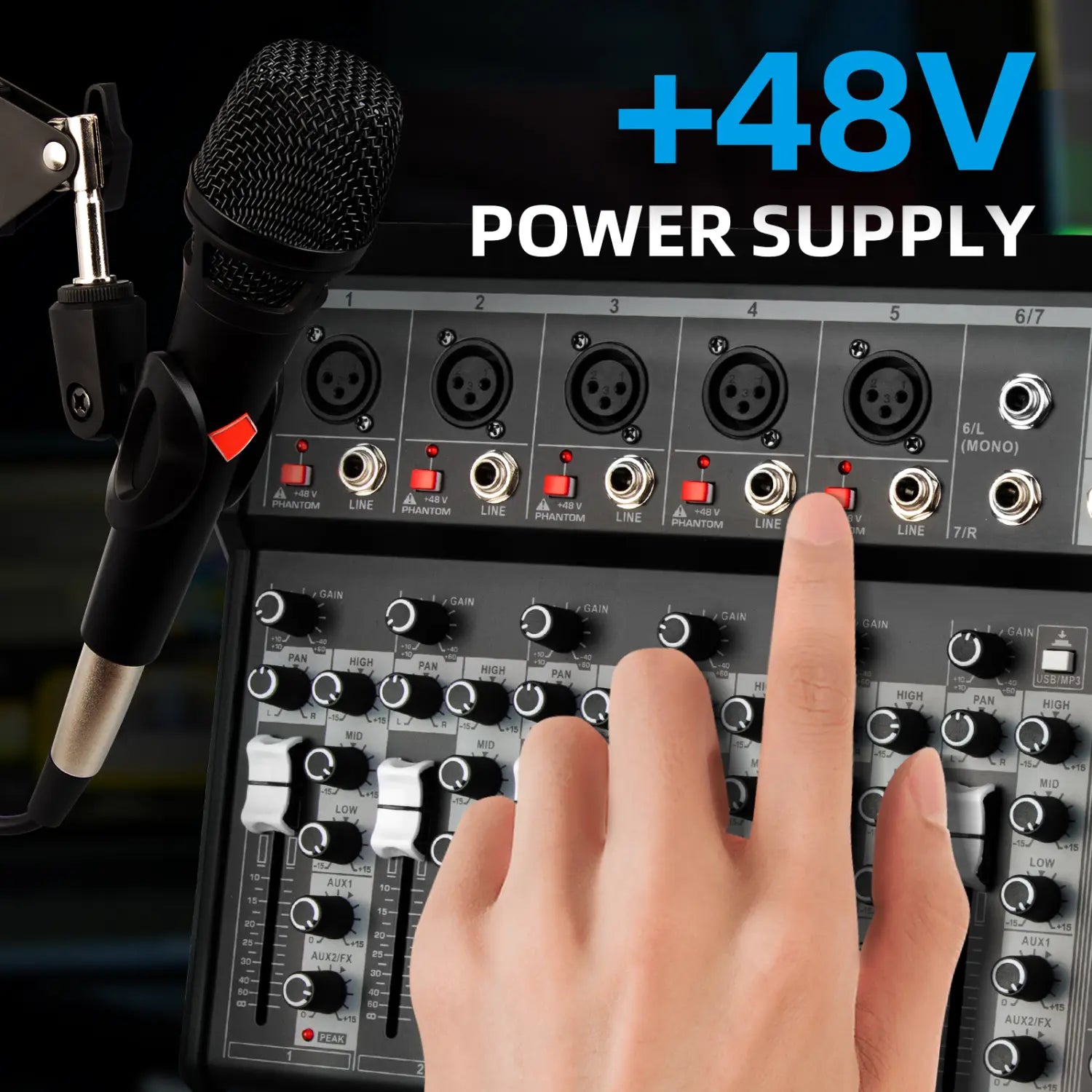 Audio Mixing Console Mixer Professional Audio 7 Channel Sound Mixer For Live Streaming DJ Audio Equipment