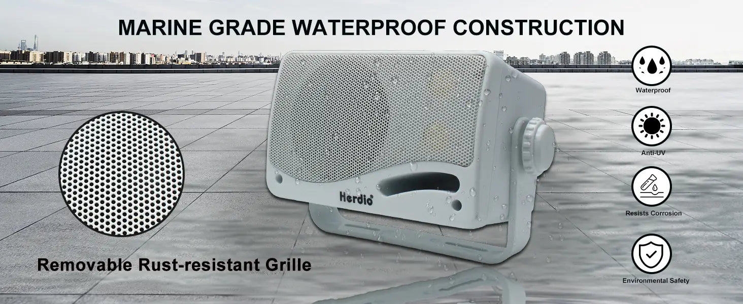 Herdio 3.5‘’ Outdoor Speakers Passive Wired Waterproof 200W 3 Way Premium Mountable Wall Mount Speakers With Superior Sound 2PCS