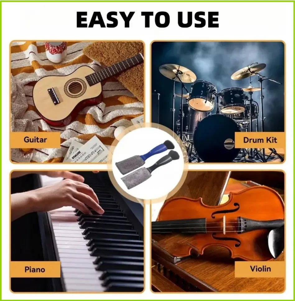 1PCS Double-Headed Guitar Cleaning Brush - Dust Brush for Guitar Care String & Fretboard Musical Instrument Care Tool