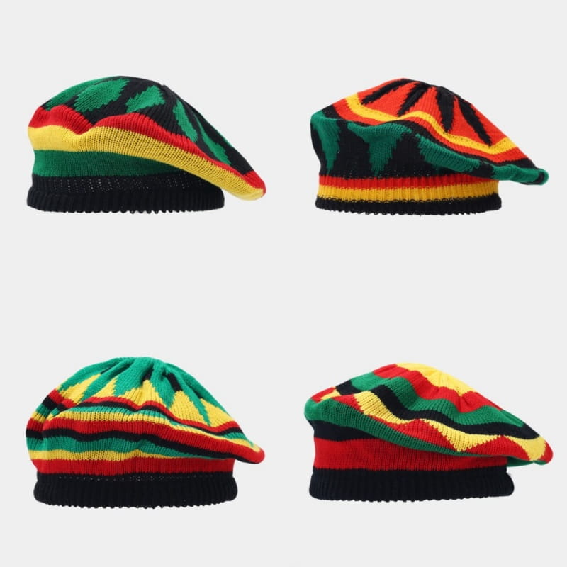 Jamaican Multi-colour Printed Knitted Hat Bob Rasta Beanie Hats Hip Hop Cap Men Women Caribbean Fancy Dress Reggae Beret Cap