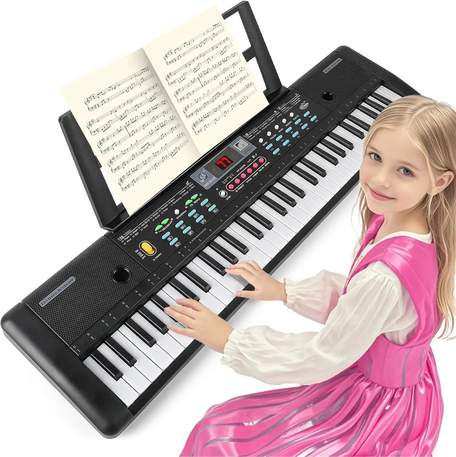 61-Key Electronic Piano Keyboard with Microphone for Kids Ages 3-9 Educational Musical Toy Gift