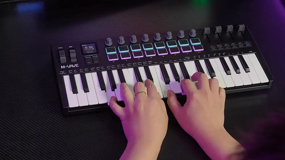 M-VAVE SMK-37 PRO 37 Key MIDI Keyboard with Sound Source USB MIDI Controller with 16 RGB Pads & 8 Knobs Supports Software